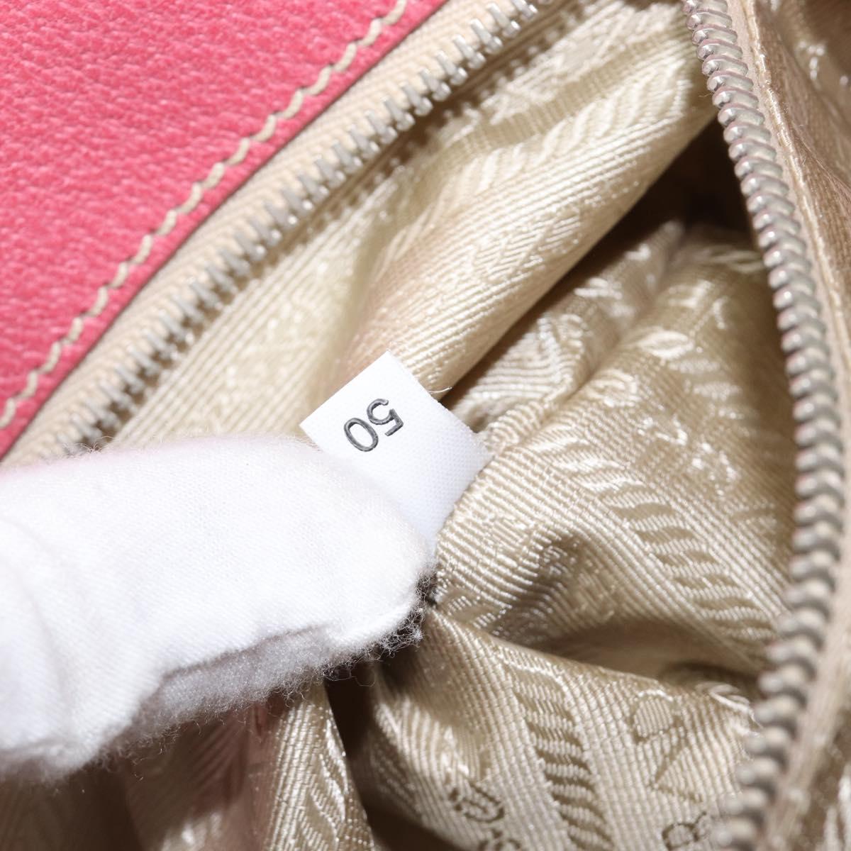 PRADA Tote Bag Canvas Ivory Silver Auth 201353V