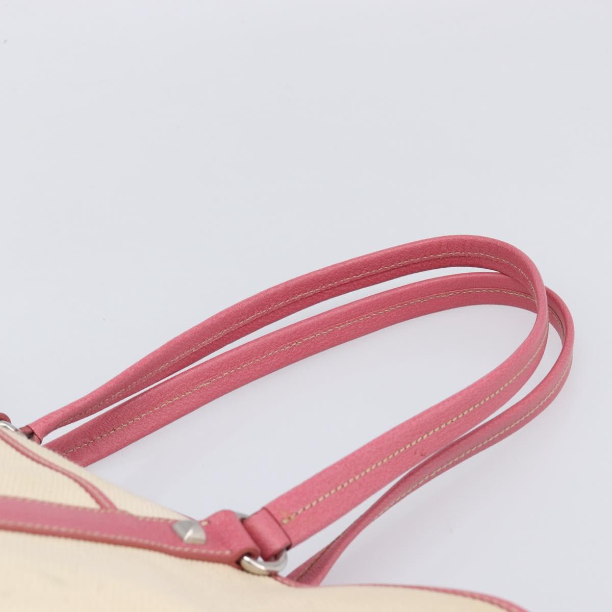PRADA Tote Bag Canvas Ivory Silver Auth 201353V