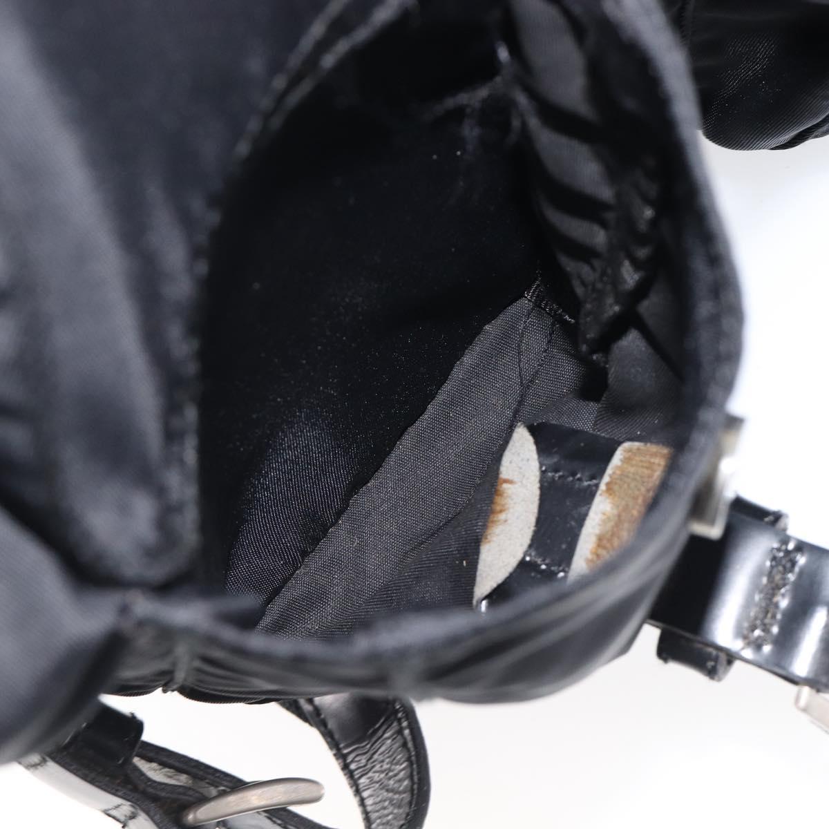 PRADA Backpack Nylon Black Silver Auth 201355