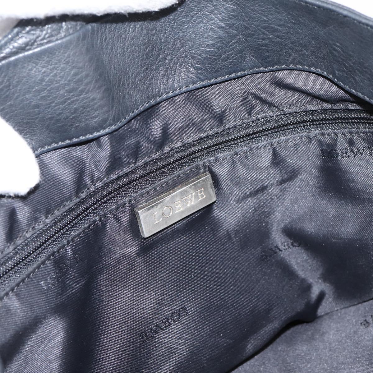 LOEWE Shoulder Bag Leather Black Silver Auth 201357