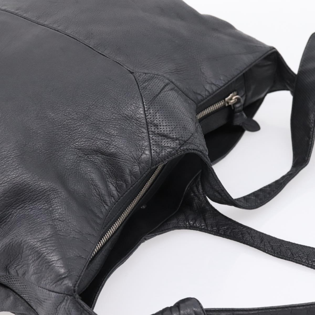 LOEWE Shoulder Bag Leather Black Silver Auth 201357
