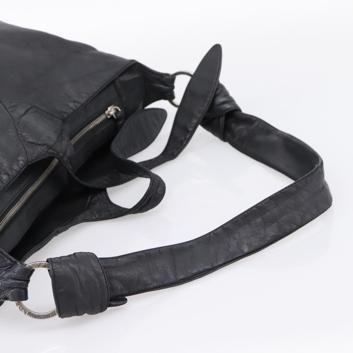 LOEWE Shoulder Bag Leather Black Silver Auth 201357