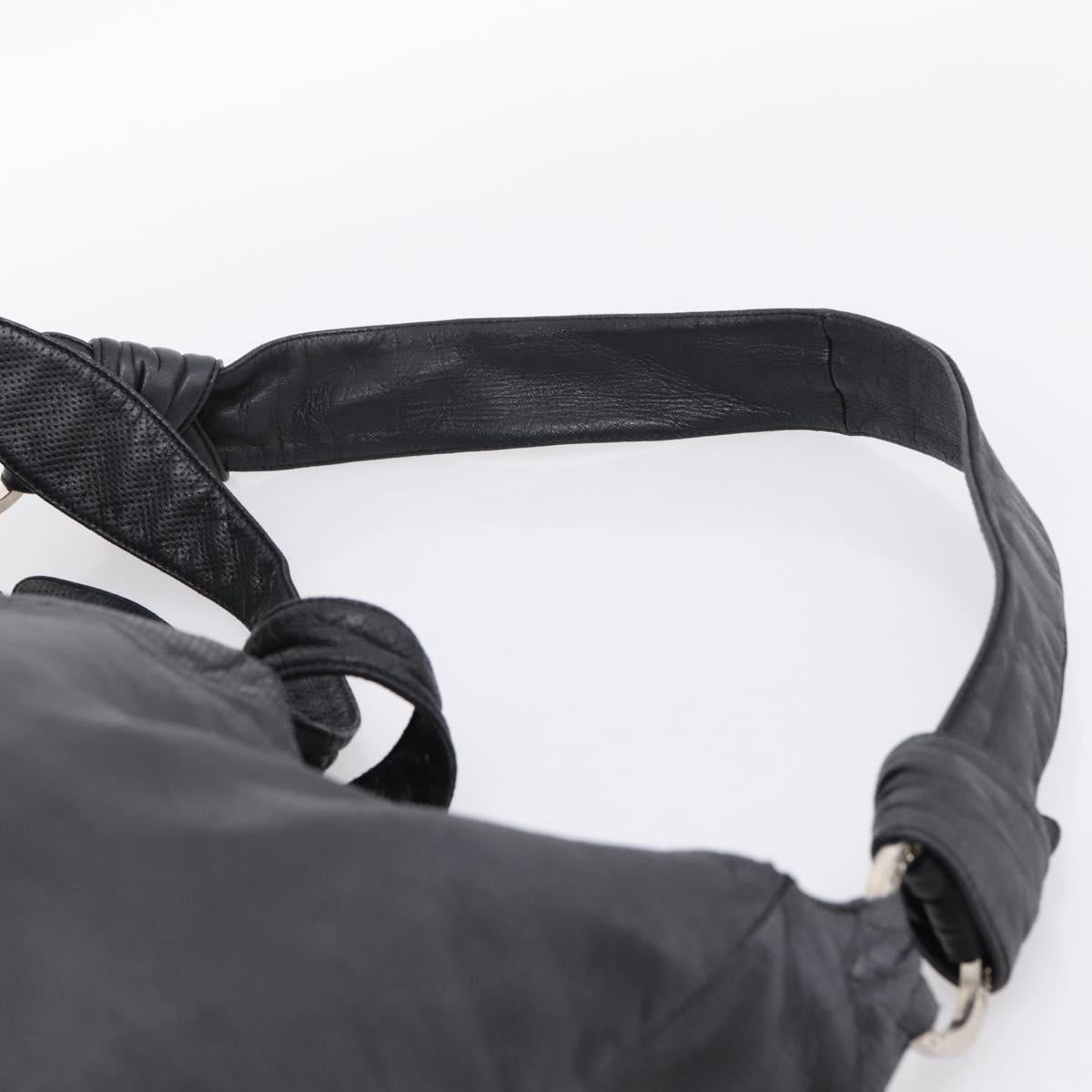 LOEWE Shoulder Bag Leather Black Silver Auth 201357