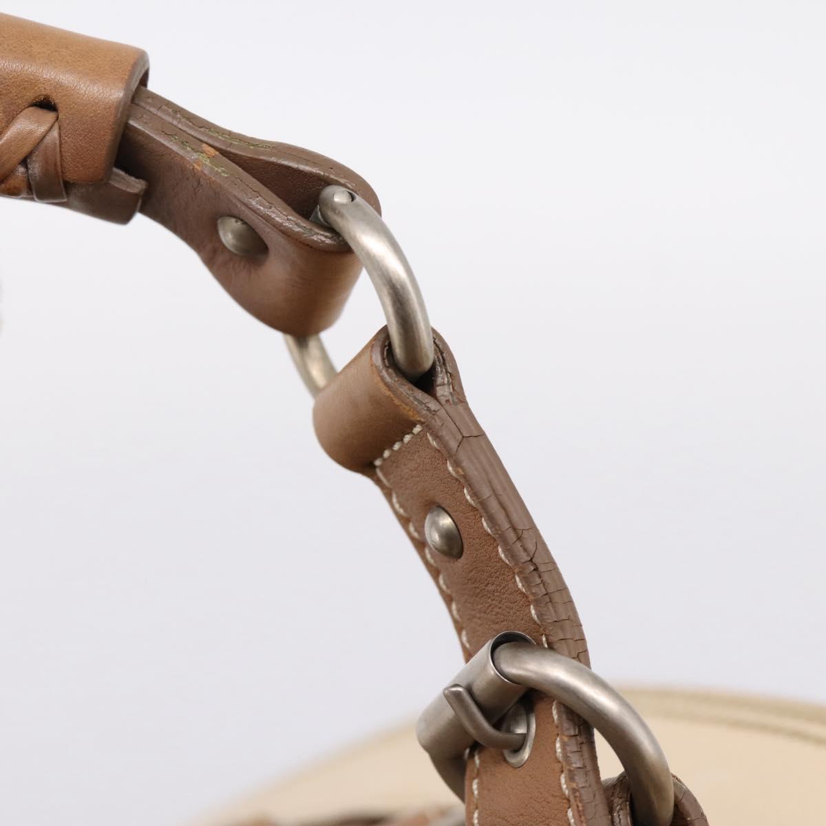 Christian Dior Street Chic Trotter Canvas Hand Bag Beige Silver Auth 201360A