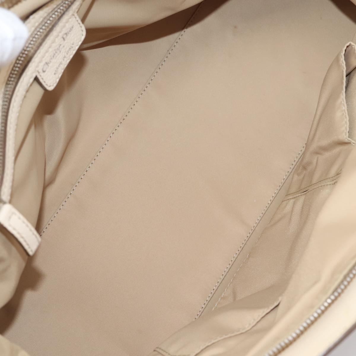 Christian Dior Street Chic Trotter Canvas Hand Bag Beige Silver Auth 201360A