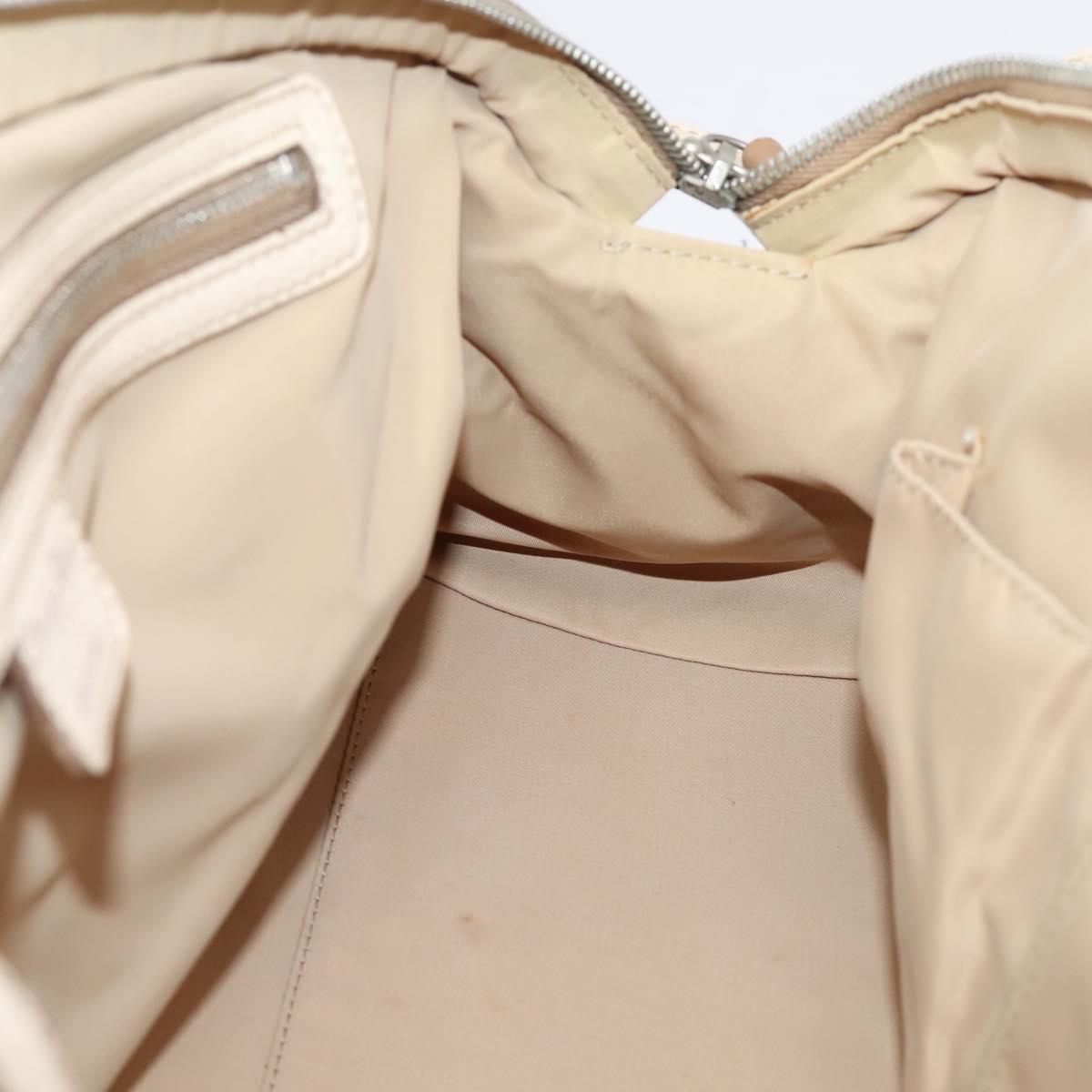 Christian Dior Street Chic Trotter Canvas Hand Bag Beige Silver Auth 201360A