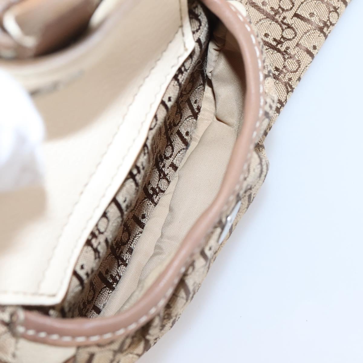 Christian Dior Street Chic Trotter Canvas Hand Bag Beige Silver Auth 201360A