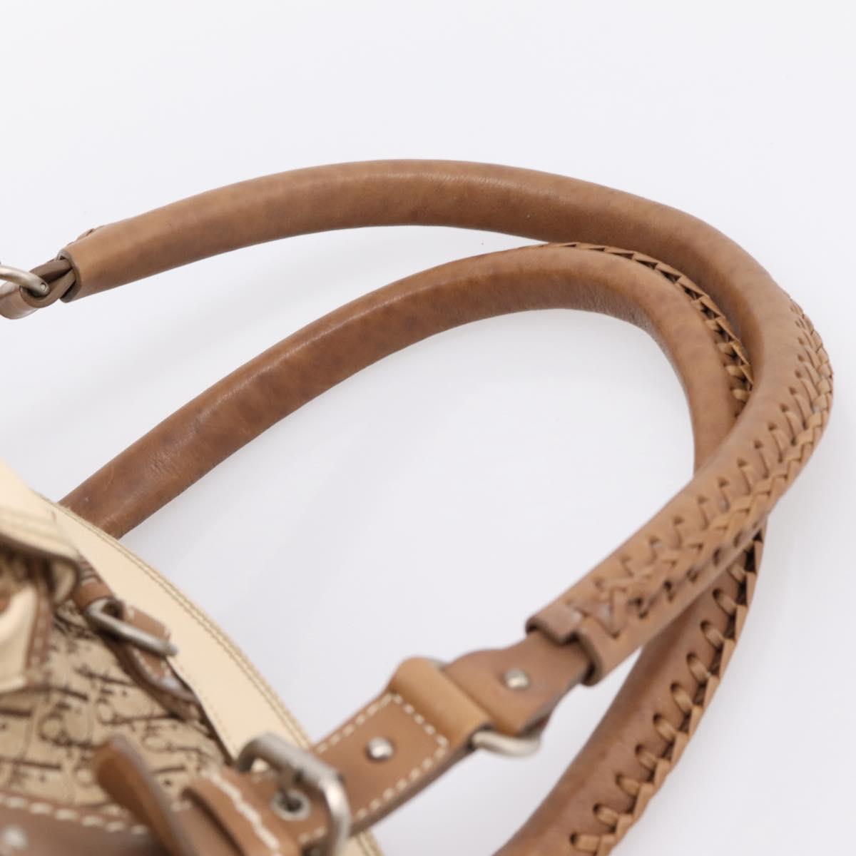 Christian Dior Street Chic Trotter Canvas Hand Bag Beige Silver Auth 201360A