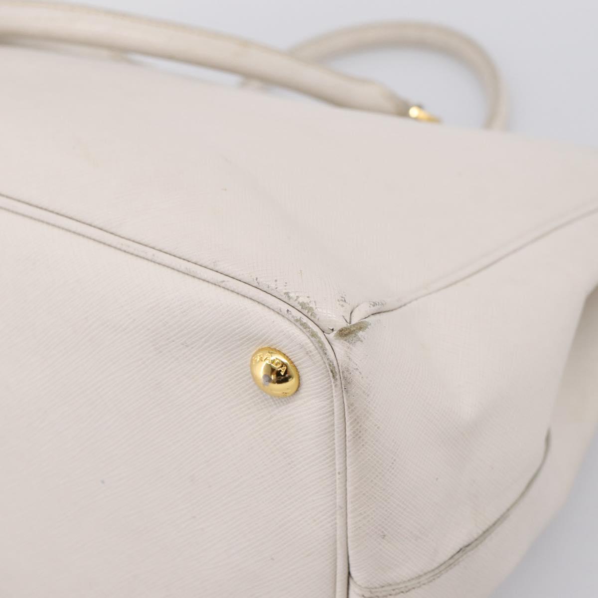 PRADA Galleria Hand Bag Saffiano leather White Gold Auth 201363