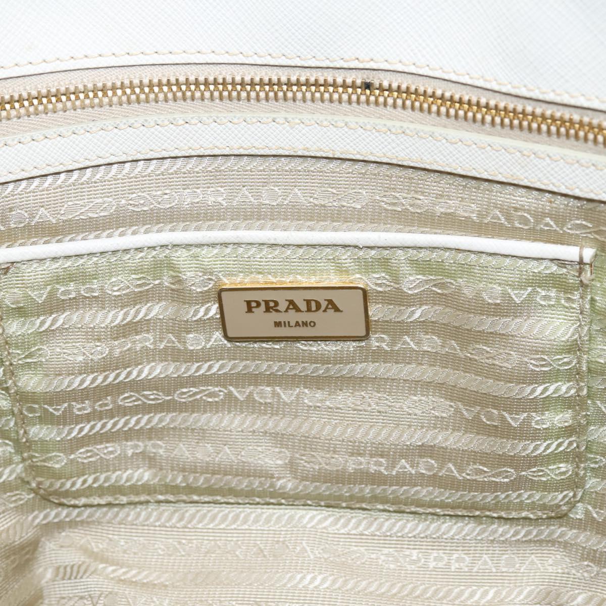 PRADA Galleria Hand Bag Saffiano leather White Gold Auth 201363