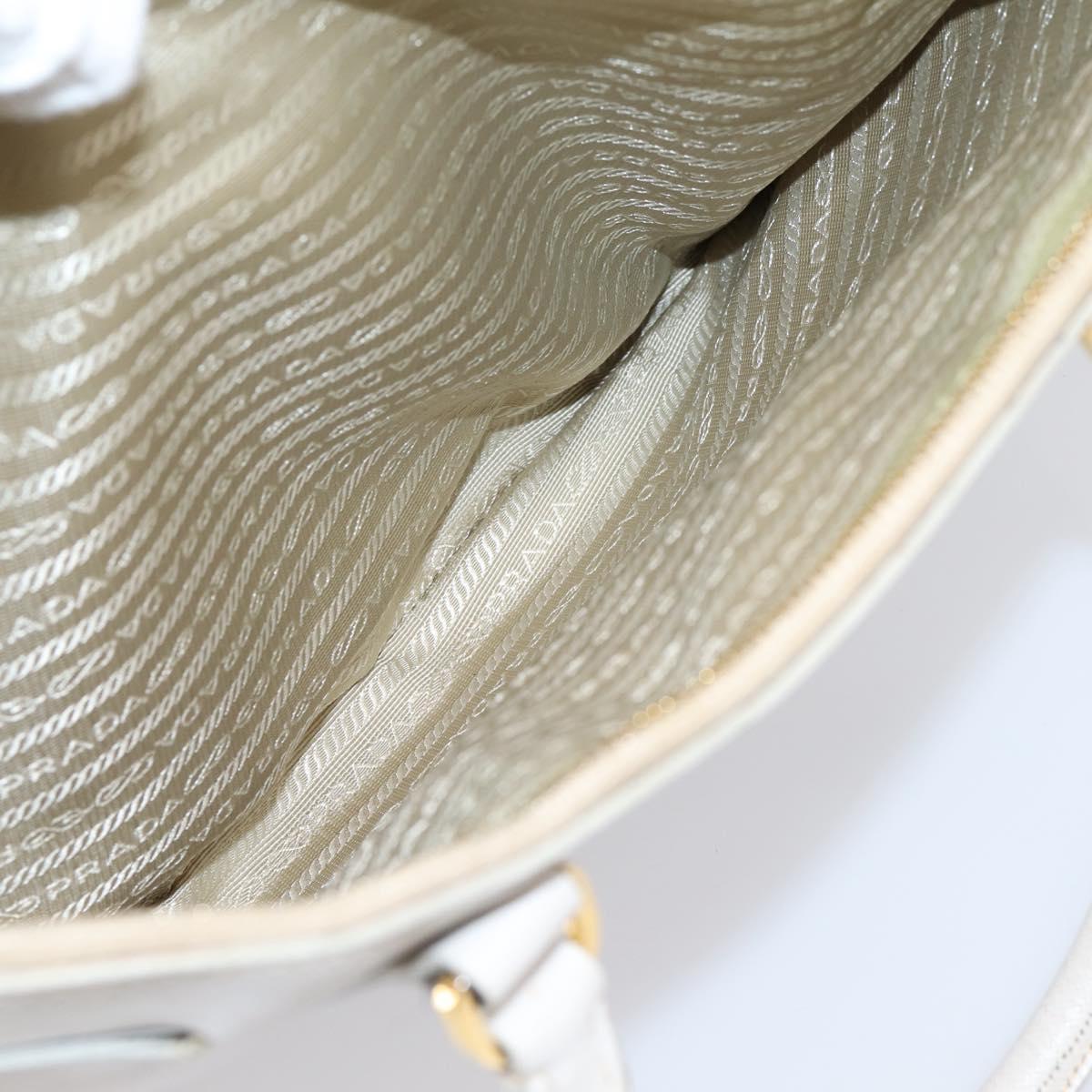 PRADA Galleria Hand Bag Saffiano leather White Gold Auth 201363