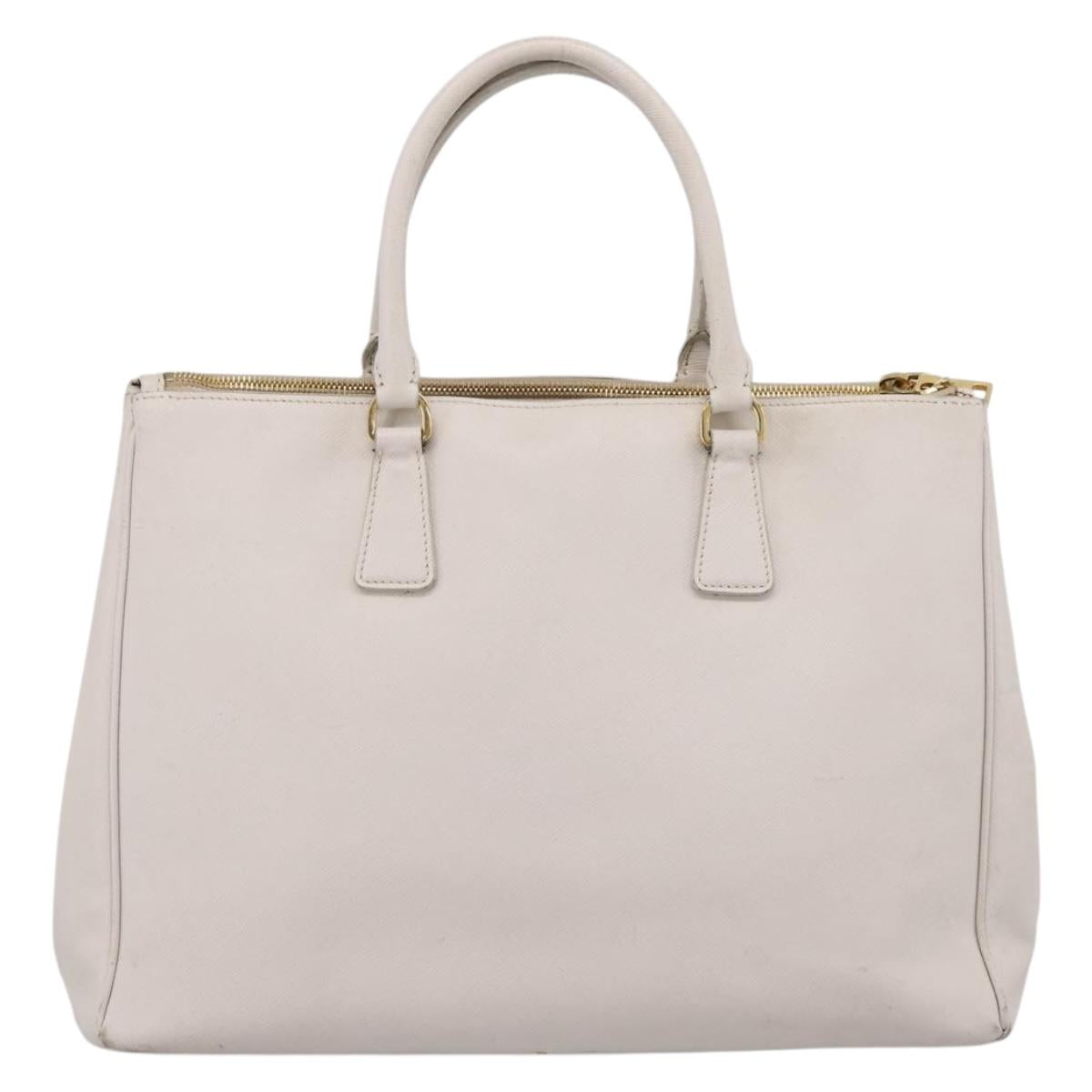 PRADA Galleria Hand Bag Saffiano leather White Gold Auth 201363