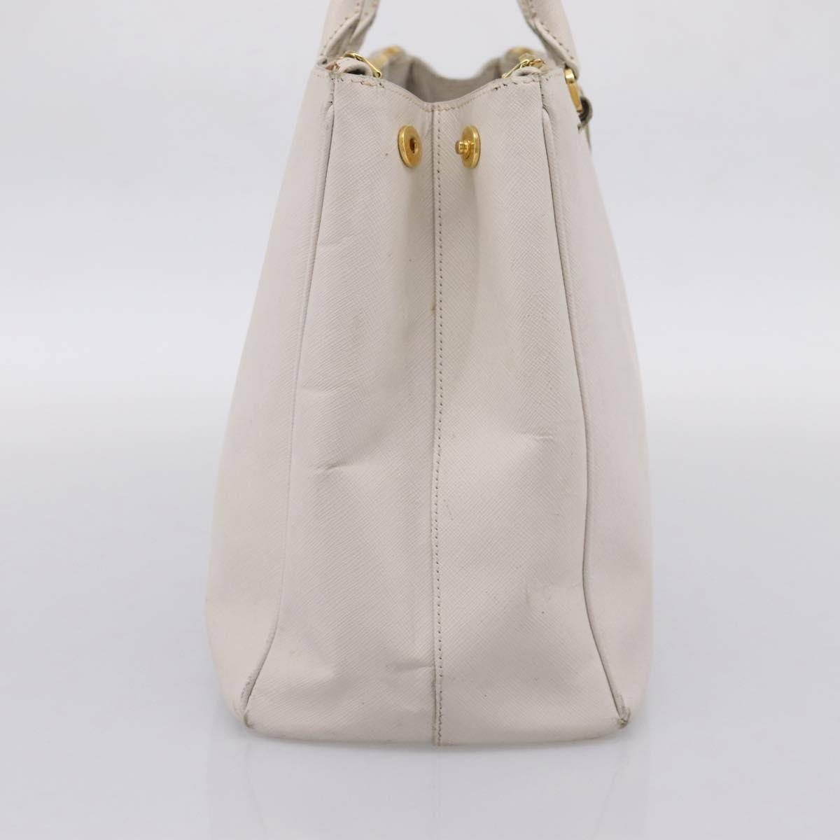 PRADA Galleria Hand Bag Saffiano leather White Gold Auth 201363