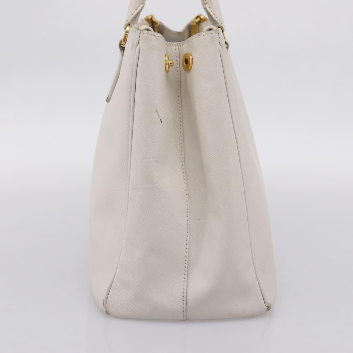PRADA Galleria Hand Bag Saffiano leather White Gold Auth 201363