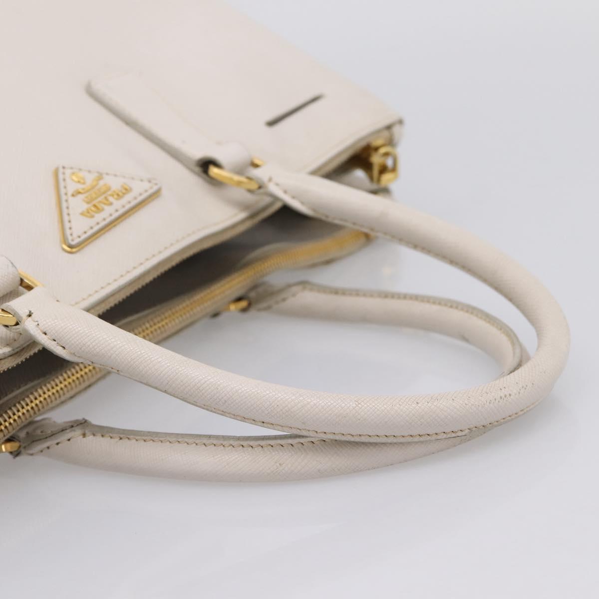 PRADA Galleria Hand Bag Saffiano leather White Gold Auth 201363