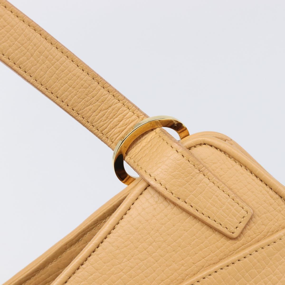 LOEWE Shoulder Bag Leather Beige Gold Auth 201364V