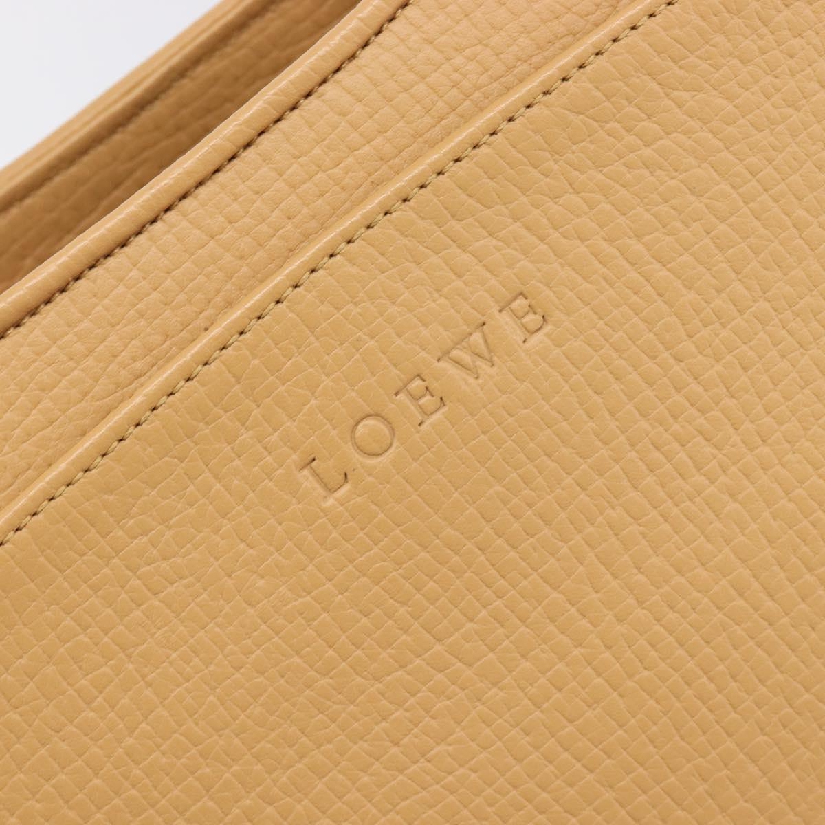 LOEWE Shoulder Bag Leather Beige Gold Auth 201364V