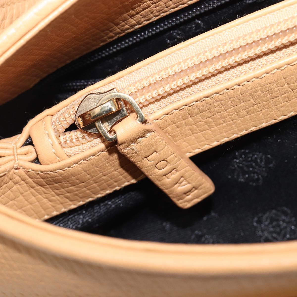 LOEWE Shoulder Bag Leather Beige Gold Auth 201364V