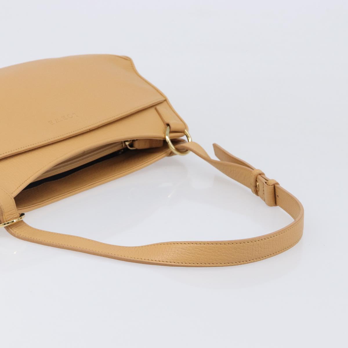 LOEWE Shoulder Bag Leather Beige Gold Auth 201364V