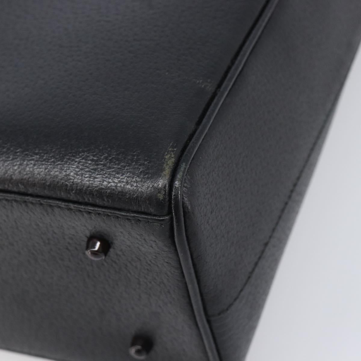 GUCCI Hand Bag Leather Black Silver 002 3754 1313 Auth 201365