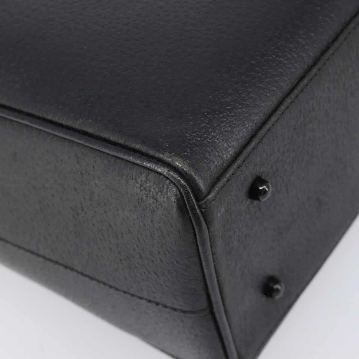 GUCCI Hand Bag Leather Black Silver 002 3754 1313 Auth 201365