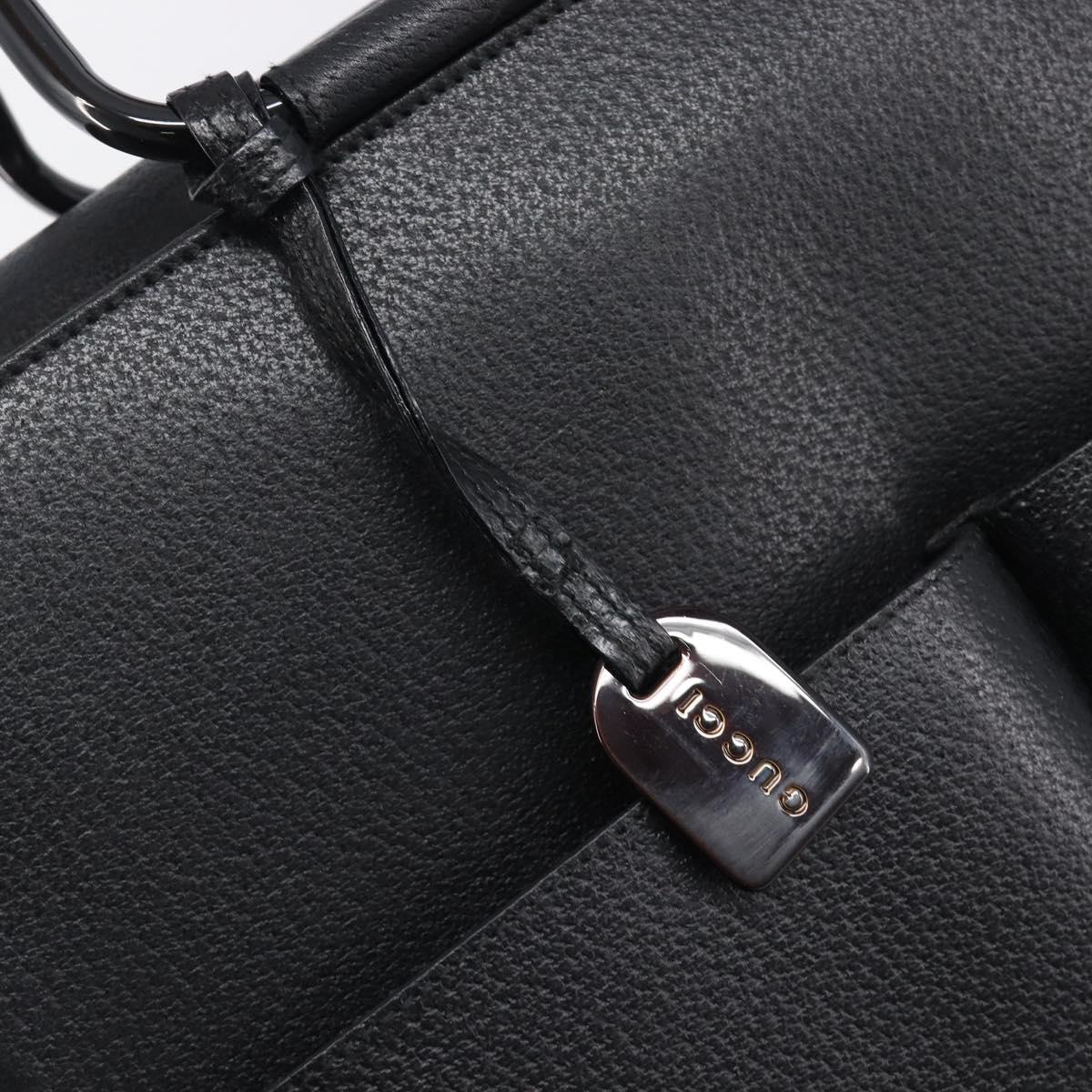 GUCCI Hand Bag Leather Black Silver 002 3754 1313 Auth 201365