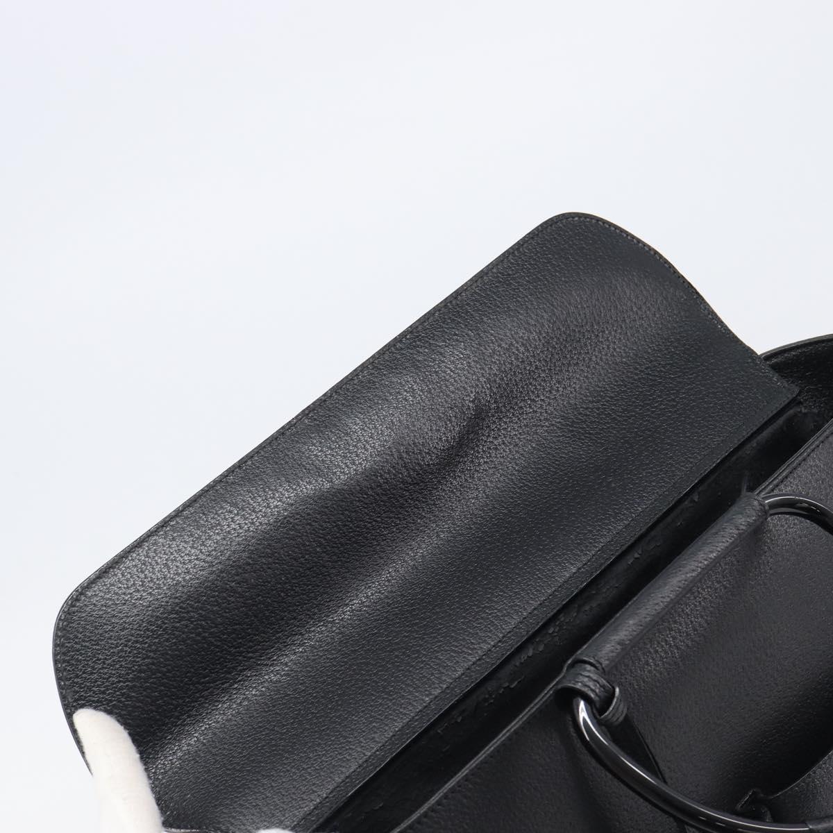 GUCCI Hand Bag Leather Black Silver 002 3754 1313 Auth 201365