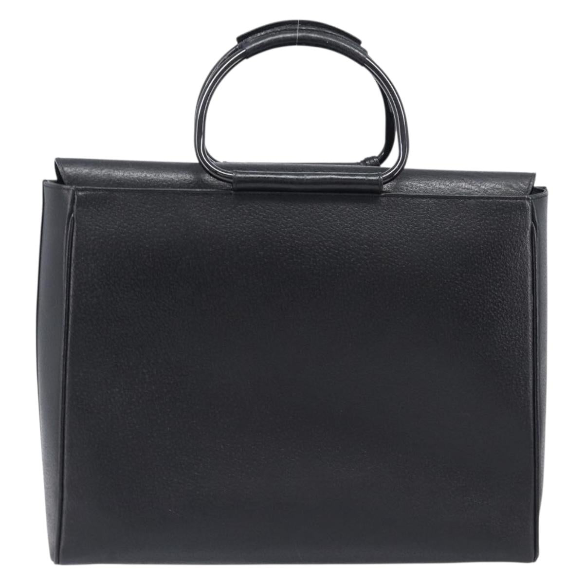 GUCCI Hand Bag Leather Black Silver 002 3754 1313 Auth 201365