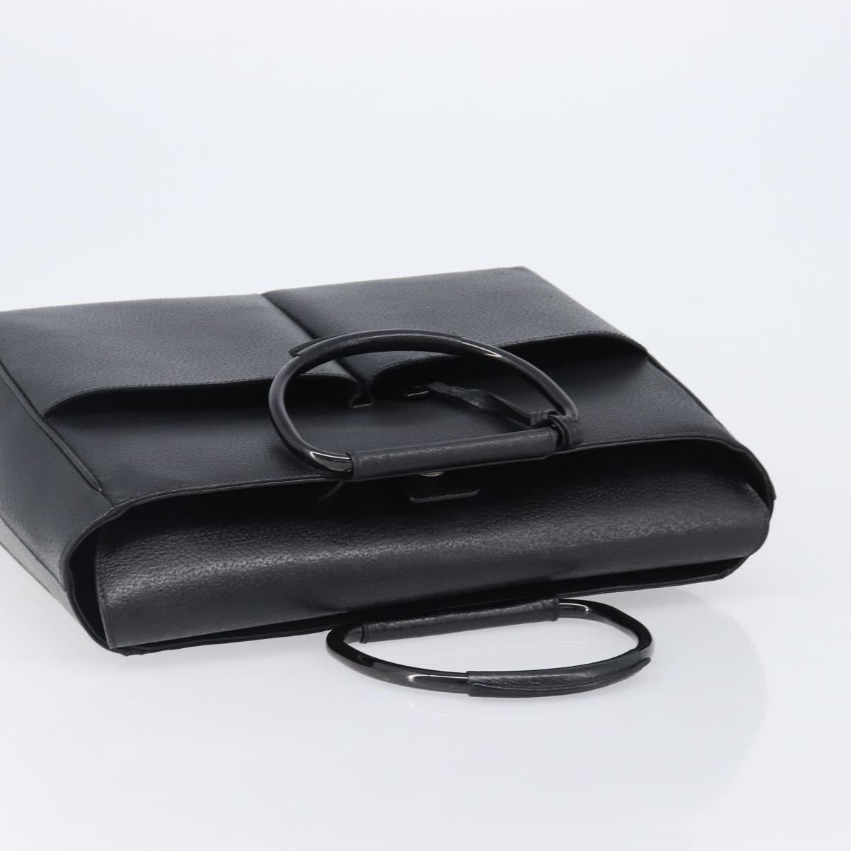 GUCCI Hand Bag Leather Black Silver 002 3754 1313 Auth 201365