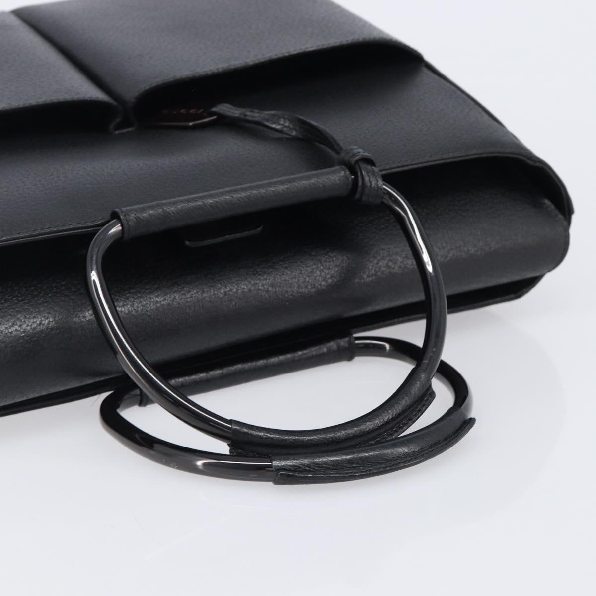 GUCCI Hand Bag Leather Black Silver 002 3754 1313 Auth 201365