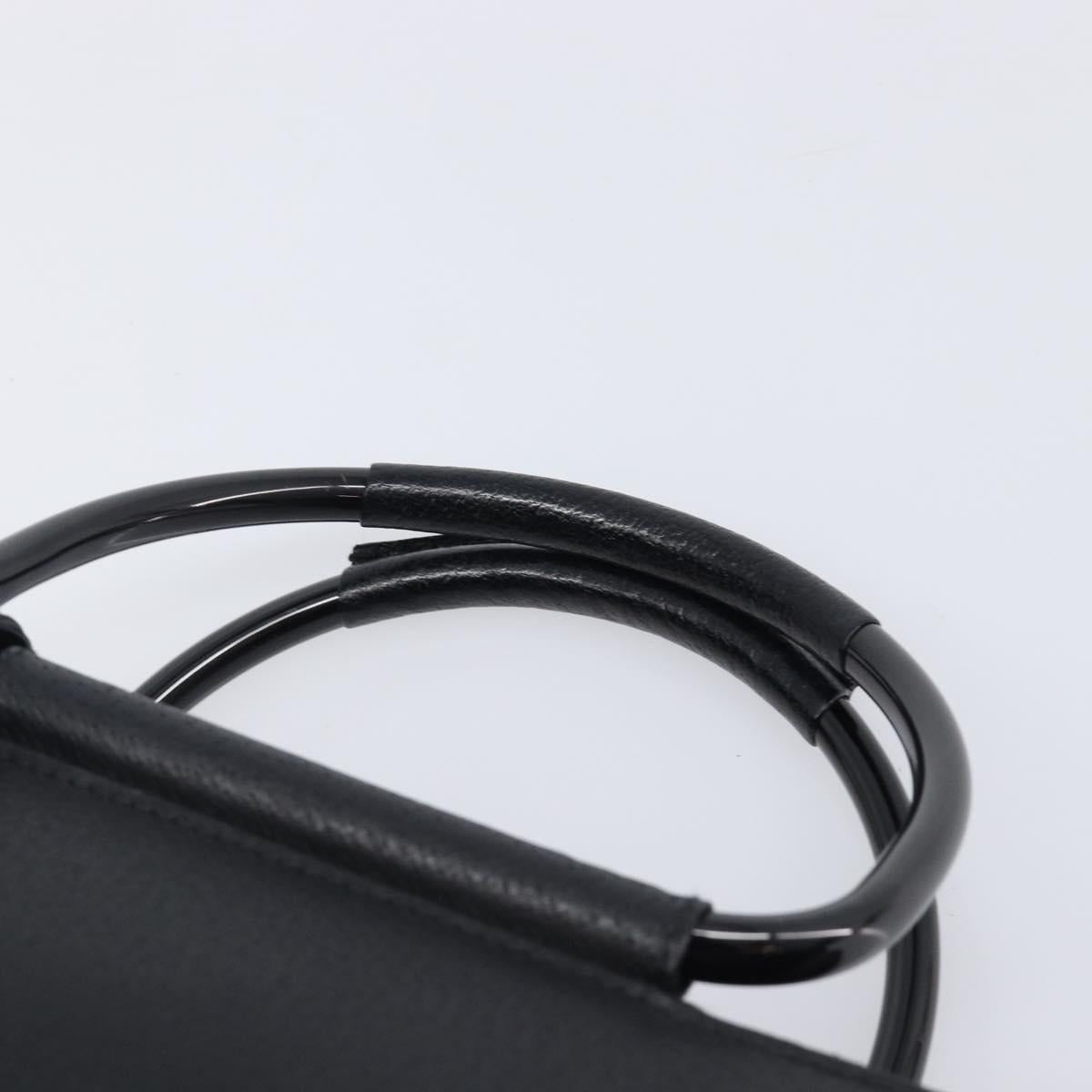 GUCCI Hand Bag Leather Black Silver 002 3754 1313 Auth 201365