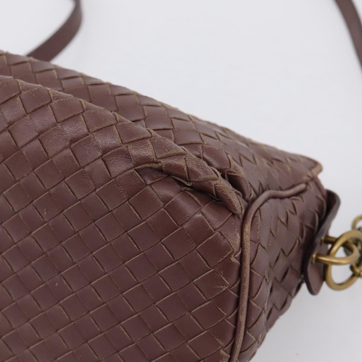 BOTTEGA VENETA INTRECCIATO Shoulder Bag Leather Brown Gold 192661 Auth 201370A