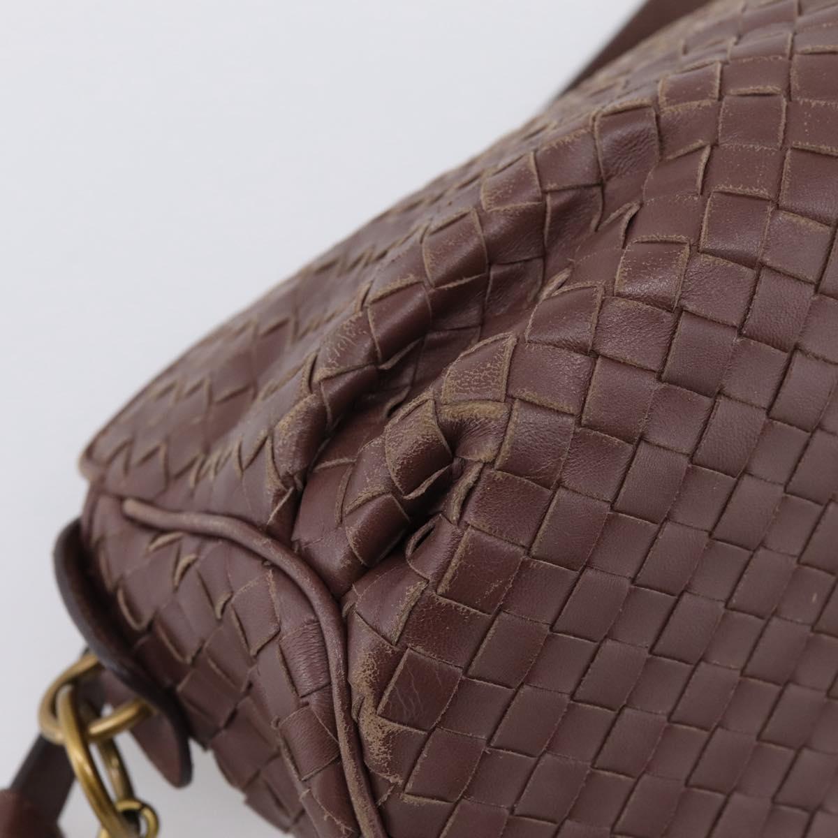 BOTTEGA VENETA INTRECCIATO Shoulder Bag Leather Brown Gold 192661 Auth 201370A