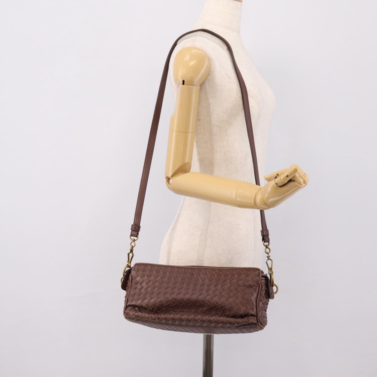 BOTTEGA VENETA INTRECCIATO Shoulder Bag Leather Brown Gold 192661 Auth 201370A