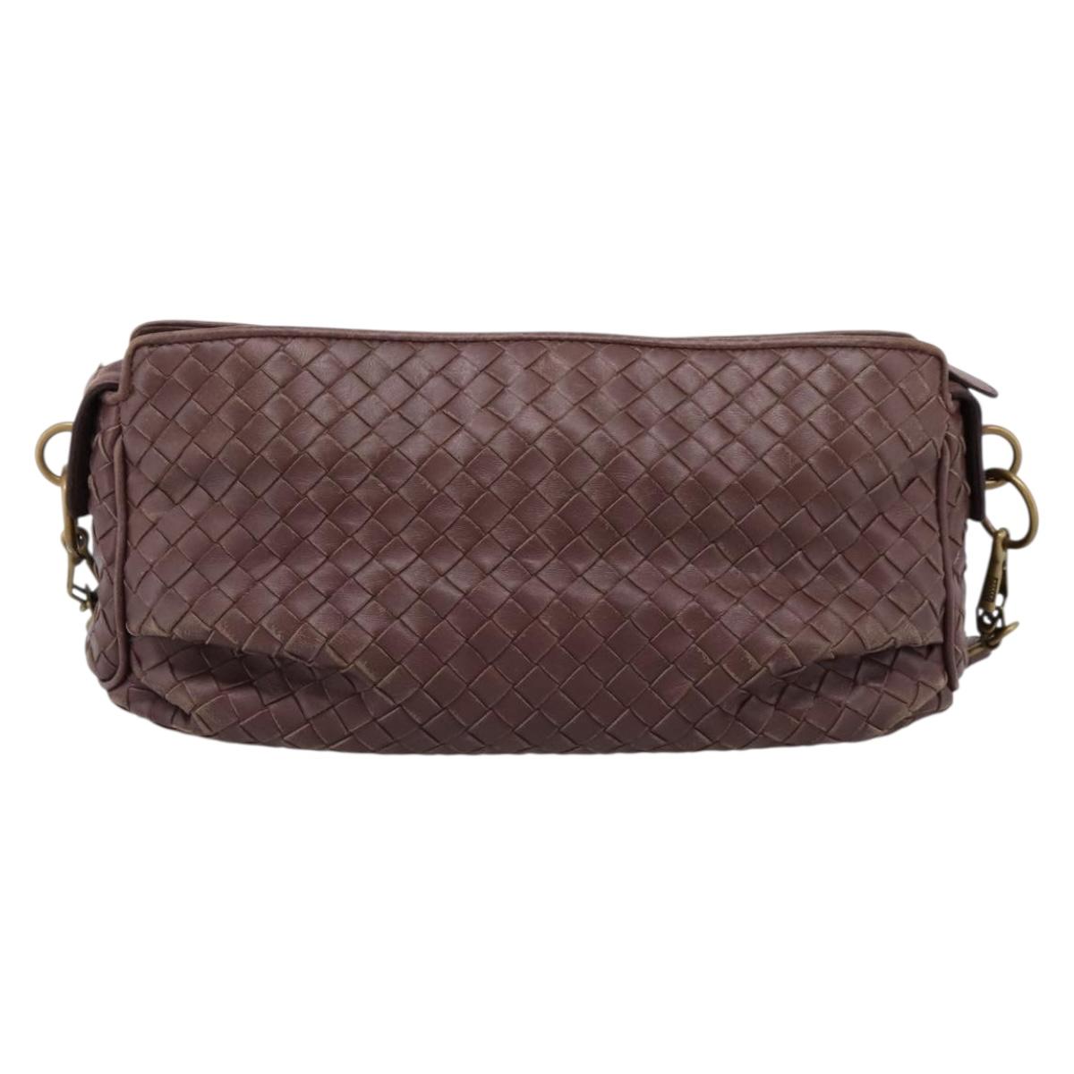 BOTTEGA VENETA INTRECCIATO Shoulder Bag Leather Brown Gold 192661 Auth 201370A