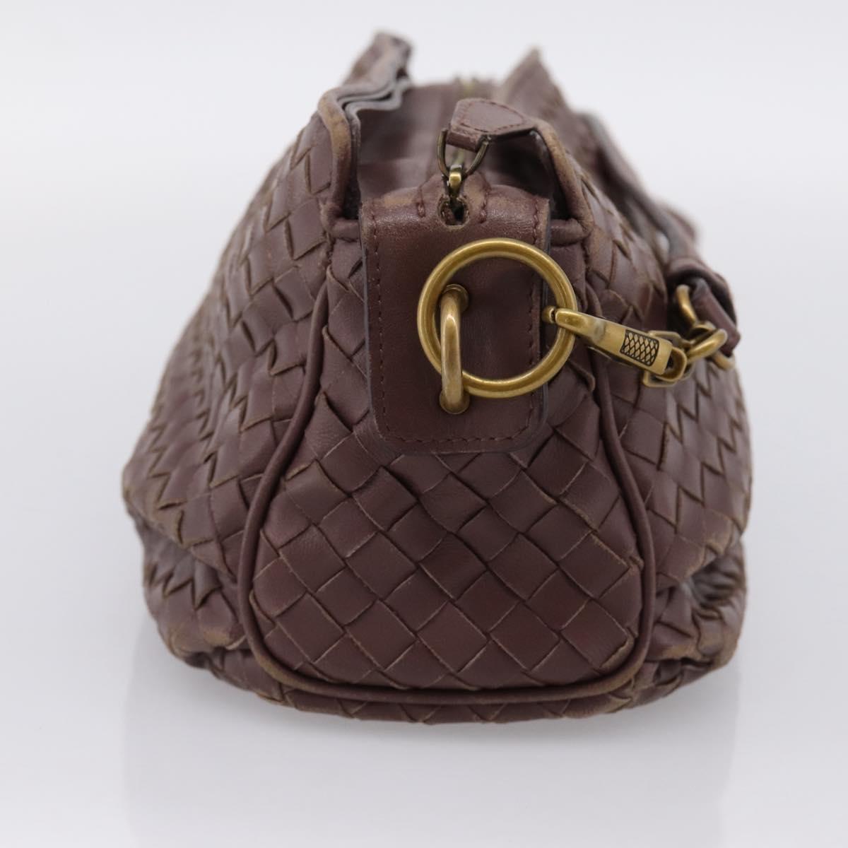 BOTTEGA VENETA INTRECCIATO Shoulder Bag Leather Brown Gold 192661 Auth 201370A