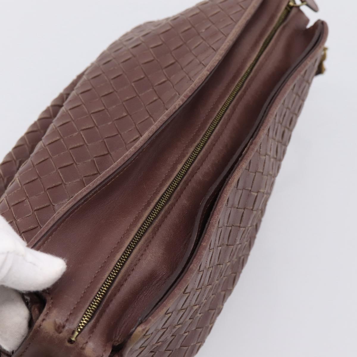 BOTTEGA VENETA INTRECCIATO Shoulder Bag Leather Brown Gold 192661 Auth 201370A