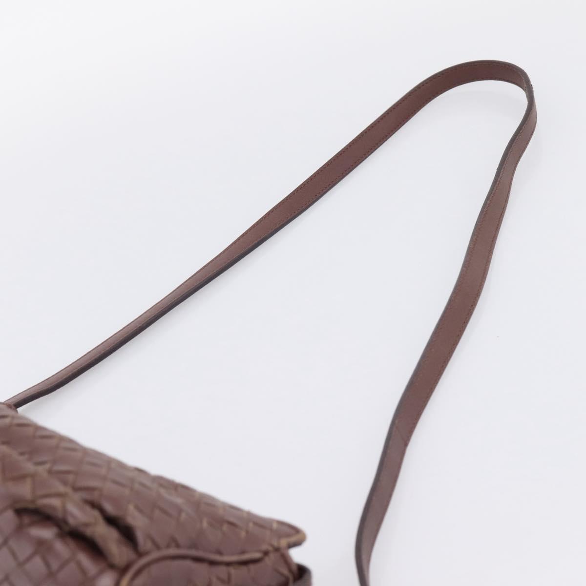 BOTTEGA VENETA INTRECCIATO Shoulder Bag Leather Brown Gold 192661 Auth 201370A