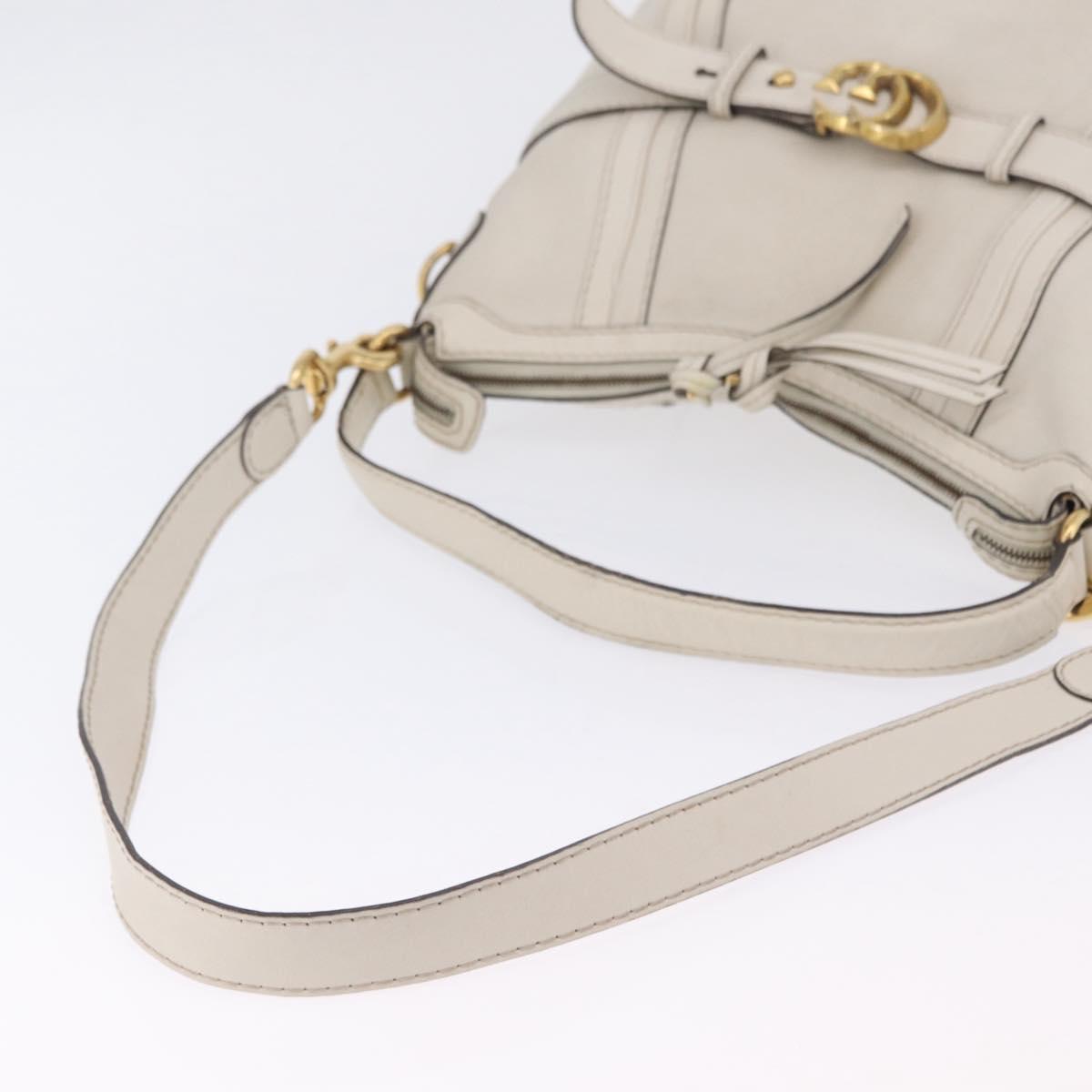 GUCCI GG Marmont Shoulder Bag Leather 2way White Gold 247185 Auth 201371A