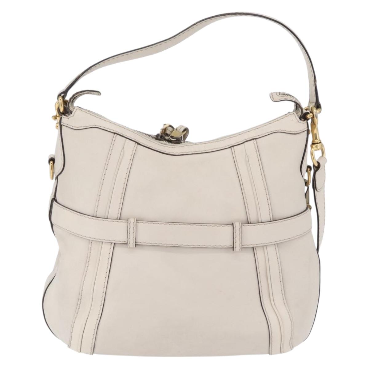 GUCCI GG Marmont Shoulder Bag Leather 2way White Gold 247185 Auth 201371A
