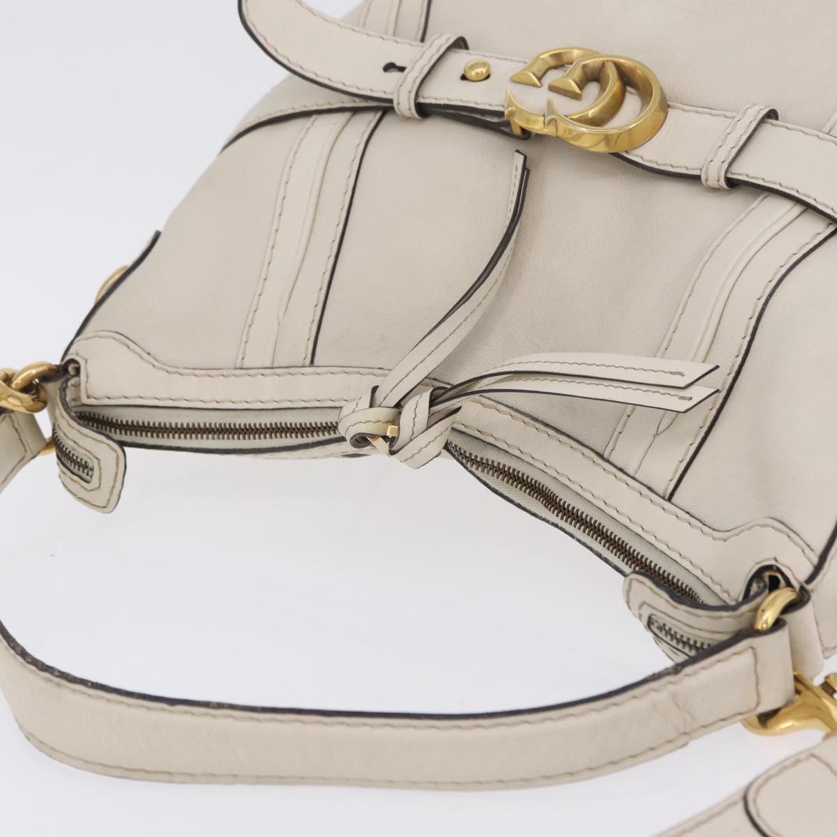GUCCI GG Marmont Shoulder Bag Leather 2way White Gold 247185 Auth 201371A