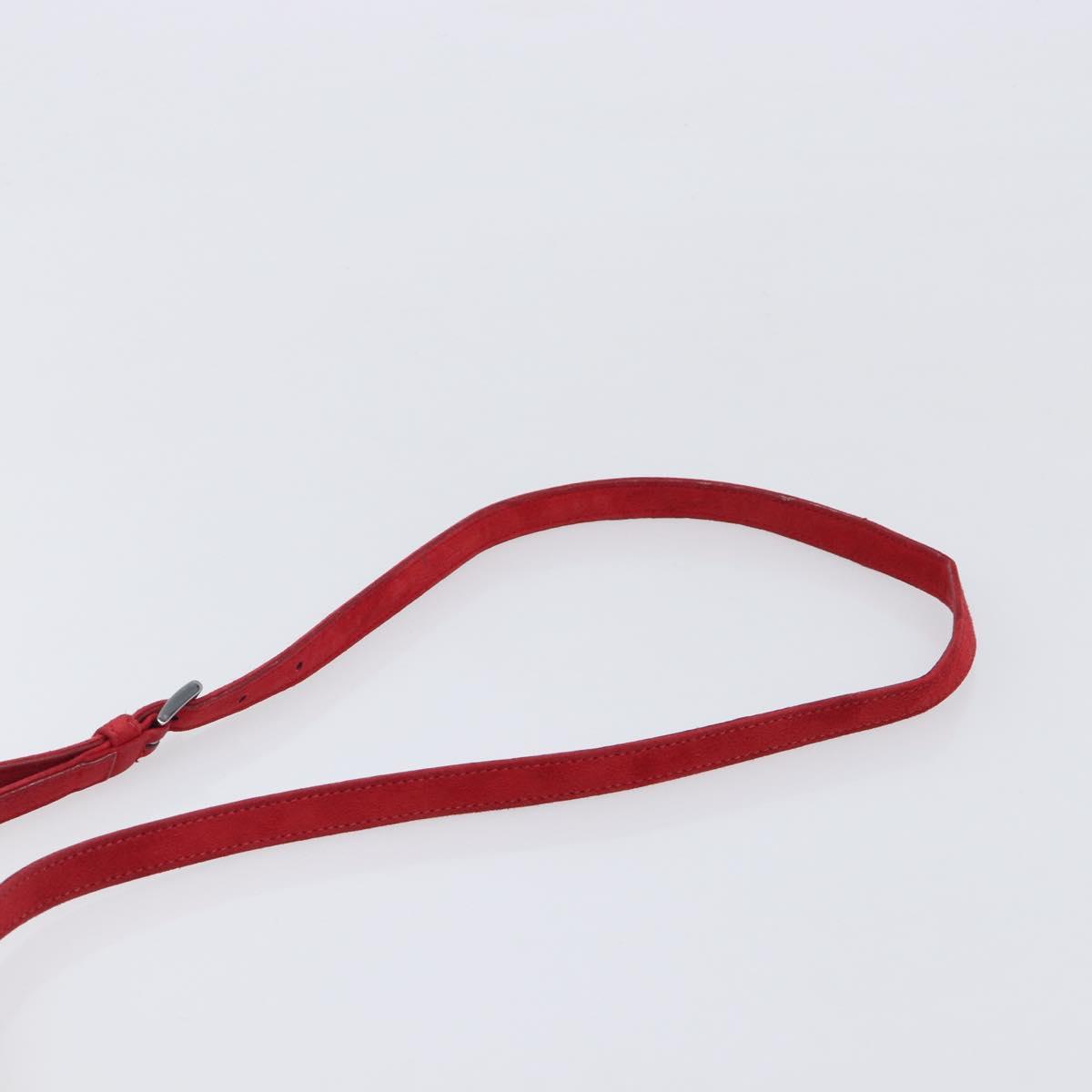 PRADA Shoulder Bag Suede Red Silver Auth 201372