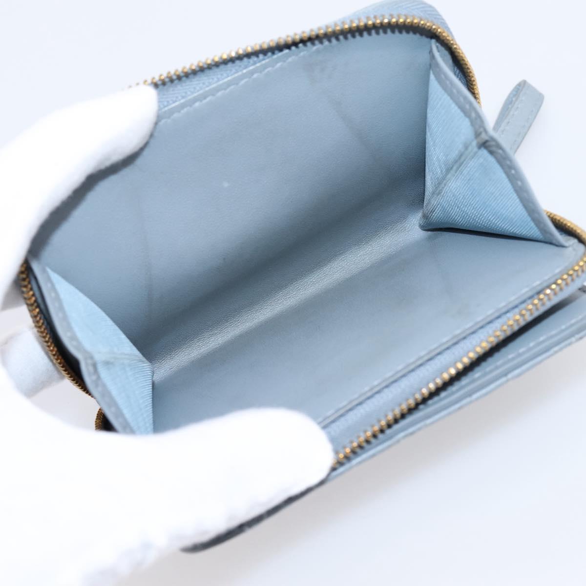 Christian Dior Caro Bifold Wallet Leather Blue Gold Auth 201373A