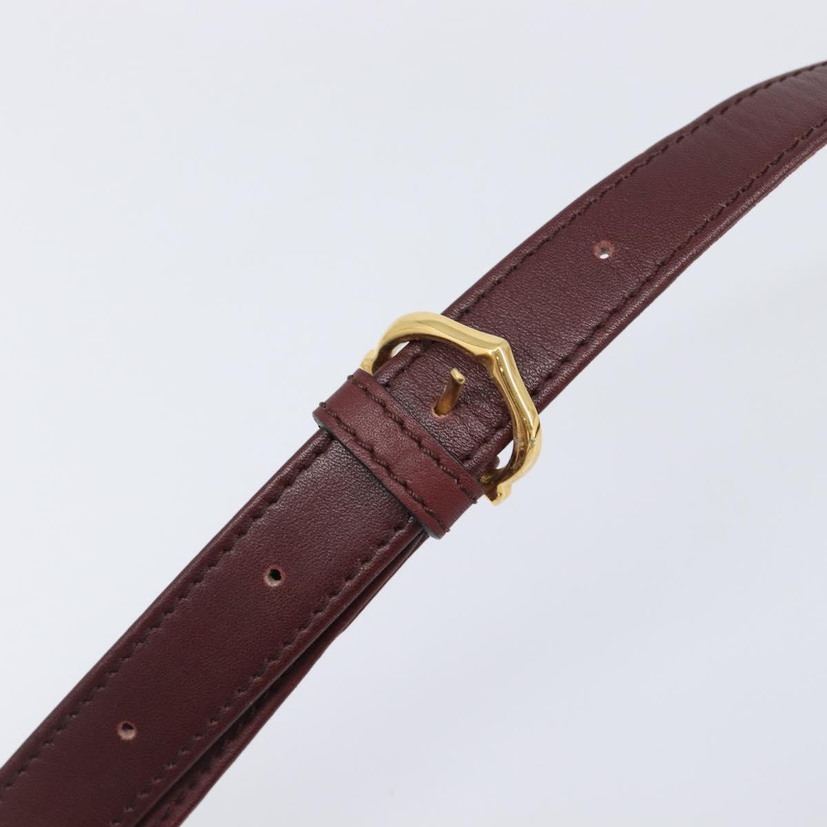 CARTIER Must Line Shoulder Bag Leather Bordeaux Gold Auth 201374