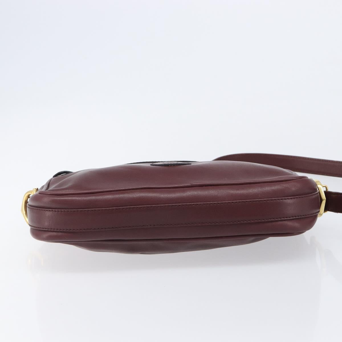 CARTIER Must Line Shoulder Bag Leather Bordeaux Gold Auth 201374