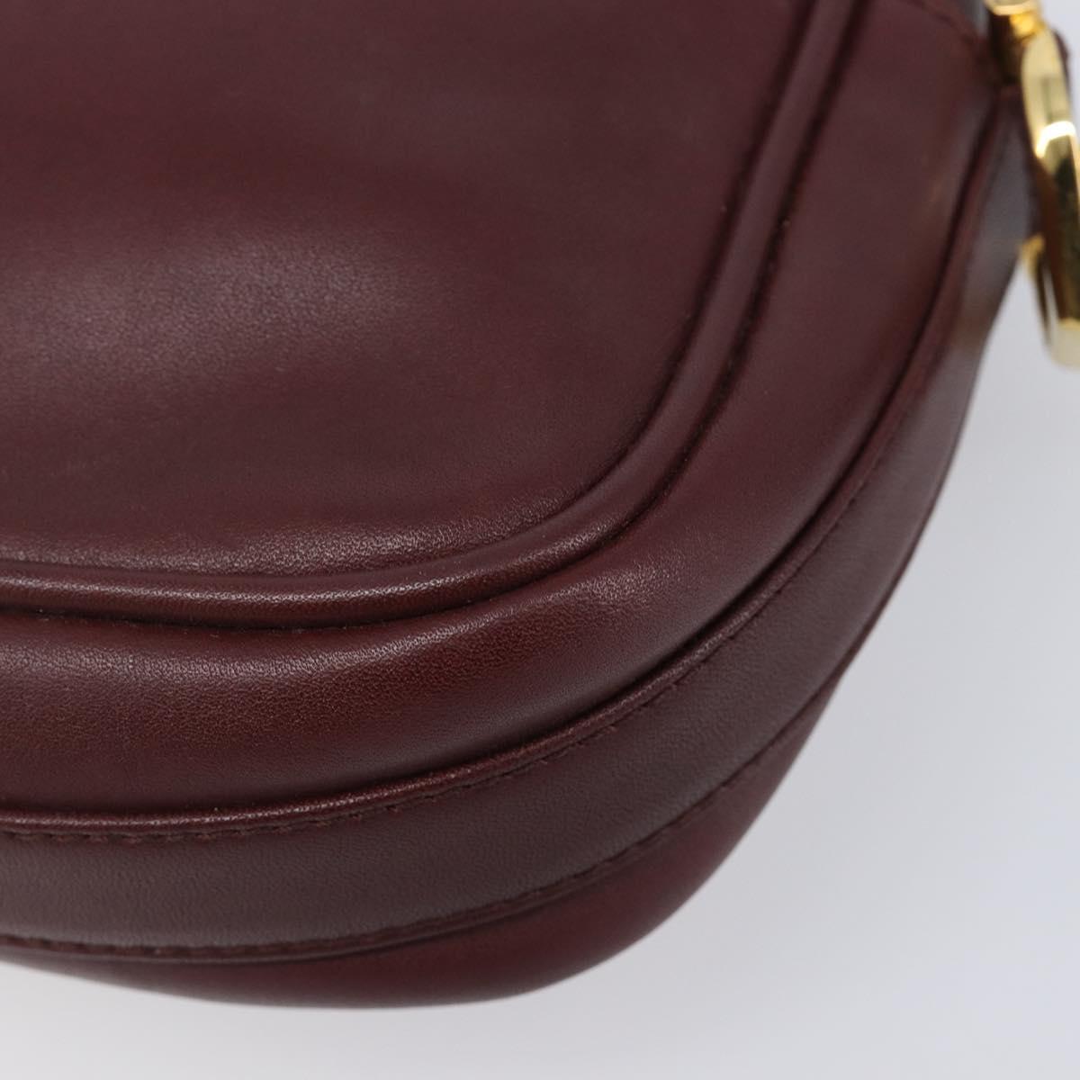 CARTIER Must Line Shoulder Bag Leather Bordeaux Gold Auth 201374