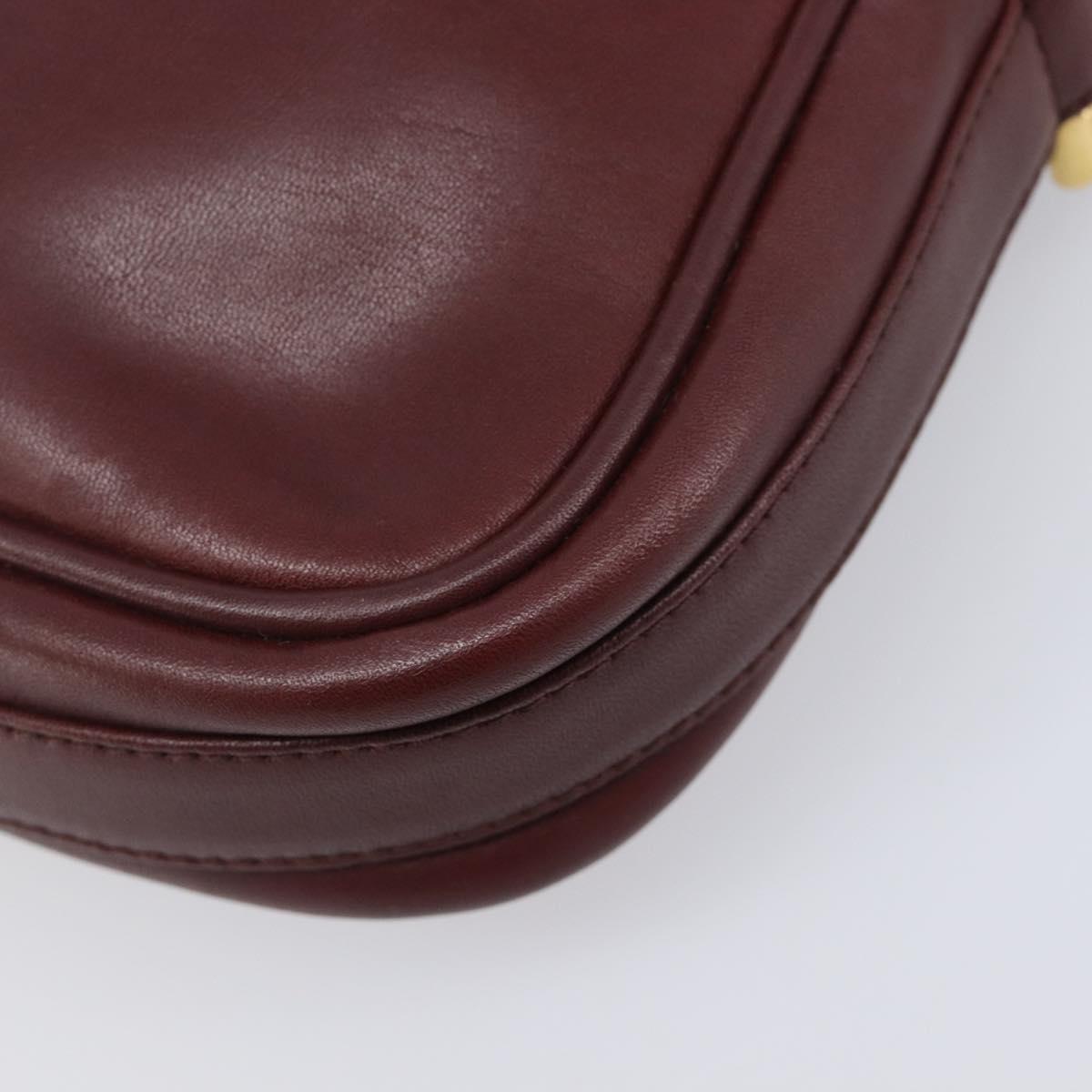 CARTIER Must Line Shoulder Bag Leather Bordeaux Gold Auth 201374