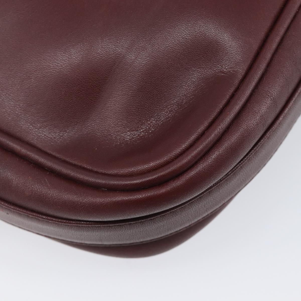 CARTIER Must Line Shoulder Bag Leather Bordeaux Gold Auth 201374