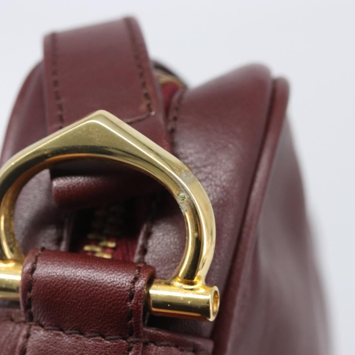 CARTIER Must Line Shoulder Bag Leather Bordeaux Gold Auth 201374