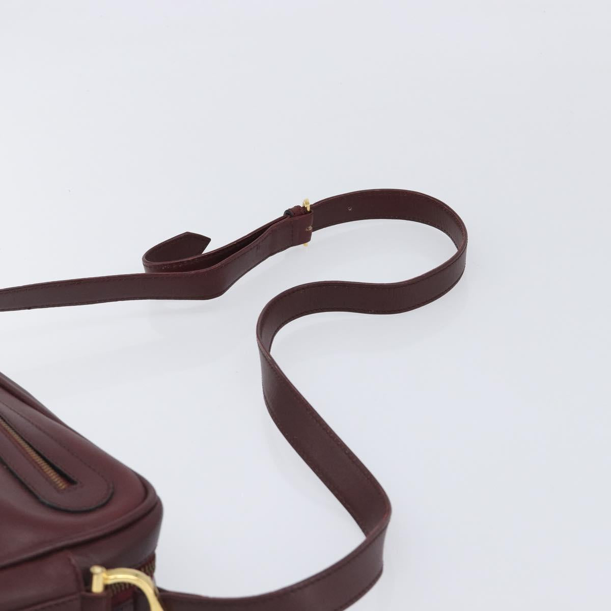 CARTIER Must Line Shoulder Bag Leather Bordeaux Gold Auth 201374